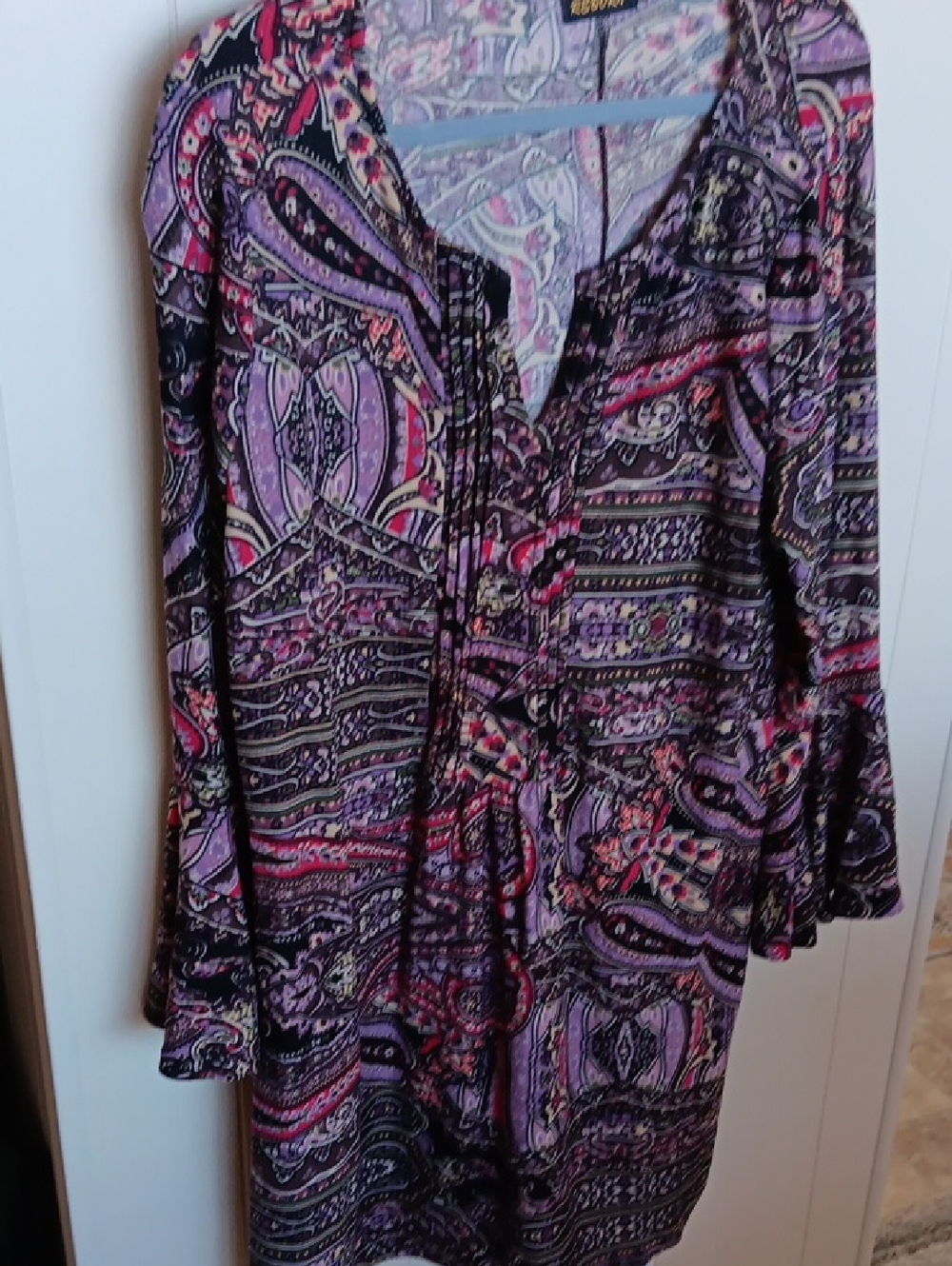 Reborn Purple Paisley Tunic with Pink & Black Pattern